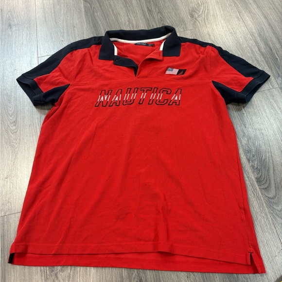Nautica Red and Navy Polo - Picture 1 of 4